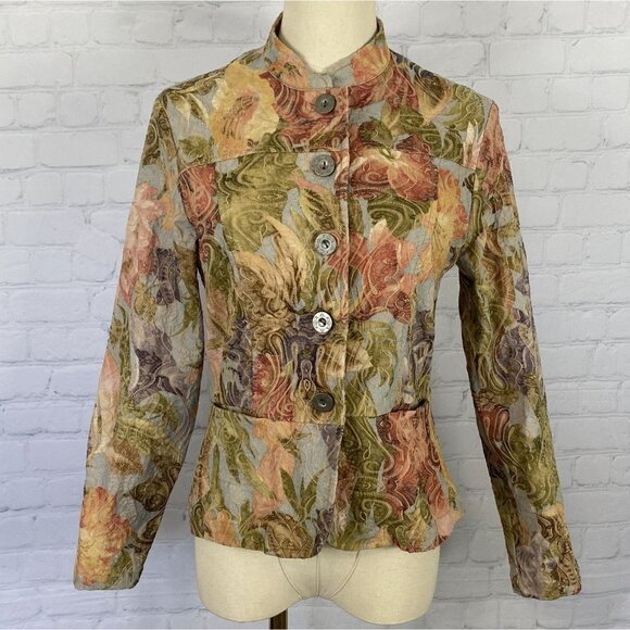 ⭐ 3/$15 Vintage Y2K Analogy Anthropology Petite Multicolored Floral Embroidered - Picture 14 of 14
